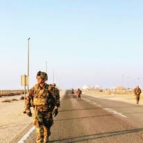 Antoni Pestka in U.S. Army uniform, on a road march